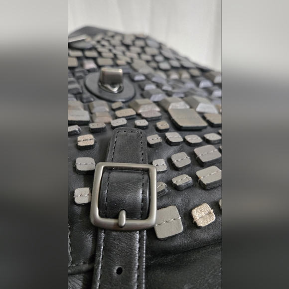 EUC RARE Coach Studded Flagship Leather Ella Black & Gunmetal Satchel - Picture 15 of 16